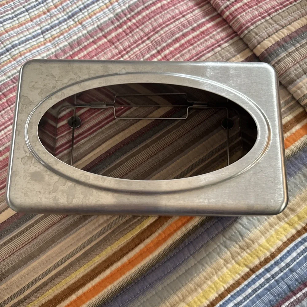 Vtg Retro Brushed Metal Tissue Cover 10x6x5 Large Box Modern Industrial Bathroom